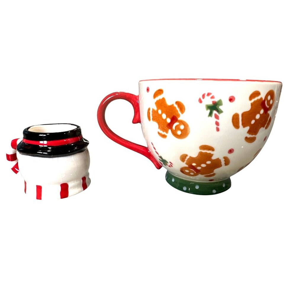 Sleigh Bell Bistro Gingerbread Cocoa Cup Snowman Mini Mug Holiday Set Two Pieces - Picture 3 of 7